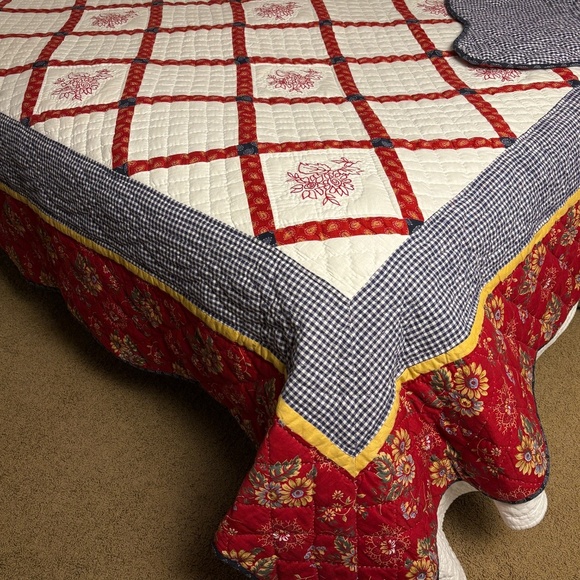 Quilt Lightweight Full/Queen Cotton 87 X 84 Floral Square Granny Cottage Country - Picture 5 of 13